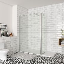 Paroi De Douche À L'Italienne 160x200cm, Paroi Fixe Murale Avec Retour Pivotant 50x200cm Et Une Barre De Fixation 90cm En Carré Océan - Bricoman
