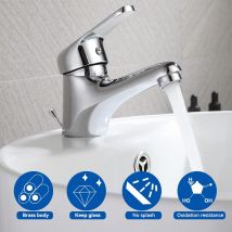 Robinet Avec Tirette Et Bonde, Robinet Salle Bain En Laiton, Mitigeur Lavabo, Hauteur Du Bec 105mm,robinet Lavabo Salle De Bain Simple,chromé - 