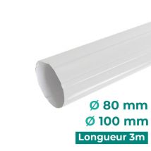 Tuyau De Descente Circulaire Blanc Diam.100 Mm En Aluminium L.3 M Aluhome - Bricoman