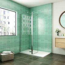 Aica Paroi De Douche 50x200cm Avec Un Retour Pivotant 50x200cm Douche Italienne Avec Une Barre De Fixation 70-120cm En Cylindrique - Tecnomat