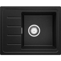 Evier Cuisine En Granit Noir Métallisé 55x44cm, Lavabo 1 Bac + Kit De Vidage, Évier À Encastrer Au Meuble 45cm - Copenhague Easy Primagran - Bricoman