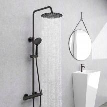 Aica Colonne De Douche Thermostatique, Colonne De Douche Noire Réglable En Hauteur, Robinet De Douche De Salle De Bain - Bricoman