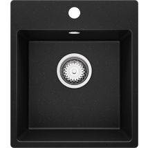 Evier Cuisine En Granit Noir Métallisé 38x44cm, Lavabo 1 Bac + Kit De Vidage, Évier À Encastrer Au Meuble 40cm - Riga Easy Primagran - Bricoman