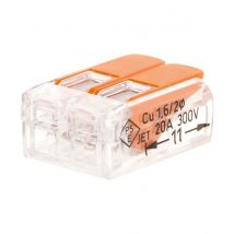 Borne De Raccordement S221 Compact - Connexion Rapide - 2 Conducteurs Avec Leviers 4mm² - Orange - Wago - Bricoman
