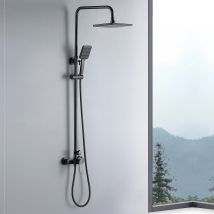 Colonne De Douche Noir 2 Fonctions Ensemble De Douche En Laiton Avec Douchette De Tête Rectangle, Haute Réglable 90-120 Cm - Bricoman