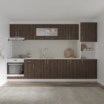 Set Cuisine Haaus Karo V30, Chêne Bronze/blanc, Plan De Travail Thermo 28 Mm, L 320 Cm - Bricoman