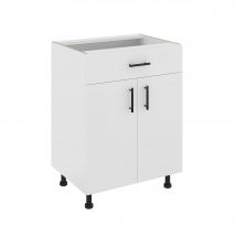 Meuble Bas Haaus Karo, 1 Tiroir, 2 Portes, Blanc, 60 X 50 X 80 Cm - Bricoman