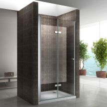 Mona Porte De Douche Pliante H 195 Cm Largeur Réglable De 100 À 104 Cm Verre Transparent - Bricoman