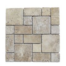 Albedo Pierre - Mosaïque En Travertin Blanc Ivoire Vieilli - Irrégulier - Bricoman