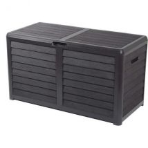 Eda Coffre De Jardin Baya En Plastique 420 Litres - Décor Imitation Bois - Gris Anthracite - Fabriqué En France - Bricoman
