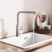Mitigeur Cuisine Avec Douchette Extractible - Brossé Robinet De Evier Avec 2 Modes D'Eau - Robinet De Cuisine En Inox - Bricoman