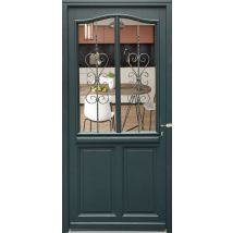 Porte D'Entree Bois Vitree, Sabrina , Gris Ral7016, H,215xl,90 P,gauche Cote Tableau - Bricoman
