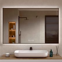 Bellobath - Miroir De Salle De Bain Avec Led Périphérique, Lumière Réglable En 3 Couleurs Et Intensités, Anti-buée, Noir - 80cm X 100cm - Bricoman