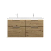 Burgbad Eqio Slim Double Lavabo En Céramique, Meuble Sous-lavabo Avec Éclairage Led Inclus, Avec 4 Tiroirs, 1220x490x640mm, Shca122f5662c0001g0146, - 