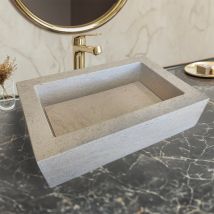 Vasque À Poser Rectangulaire Beige En Marbre Sévillane - 60 X 40 X 14 Cm - C-negoce - Bricoman