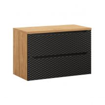 Meuble Sous-vasque 90cm Plan De Toilette Elora Noir Et Bois - Bricoman