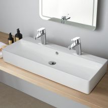 Vasque À Poser Ou À Suspendre Double Robinet Grande Taille 110 X 42 Cm - Regus - Bricoman