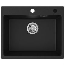 Cecipa Max Evier De Cuisine 55x45cm Noir, Evier 1 Bac En Quartz Et Résine, Evier À Poser, Évier À Encastrer - Bricoman