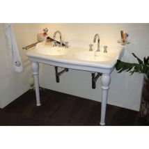 Lavabo Double Vasque Ceramique Louxor Blanc 3 Trous - Bricoman