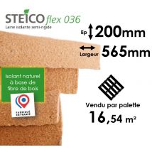 Laine De Bois Steico Flex 36 - Epaisseur 200mm (r=5,55) - Largeur 565mm - Palette Entière 16,54m² - Bricoman
