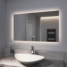Emke Miroir Lumineux Salle De Bain Rétro-éclairage 100x60cm, Miroir Led Avec Interrupteur Tactile, Miroir Avec Éclairage Lumière Froide/chaude/neutre 