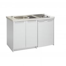 Meuble Sous Évier Moderna Classik Pour Évier 140x60 Mélaminé Blanc 16mm 2 Portes 1 Étagère 1 Niche Frigo (évier,plaques,frigo Non Inclus) - Bricoman
