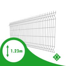 Kit 30m Panneau Rigide Grillage Clôture H1.23m X L2.50m Gris + Poteaux À Sceller - Bricoman
