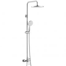 Colonne De Douche Chromé Avec Mitigeur Douche En Laiton,réglable Hauteur 930-1300mm,système Douche Avec Tête Douche Ronde 25cm/douchette 3 Jets - 