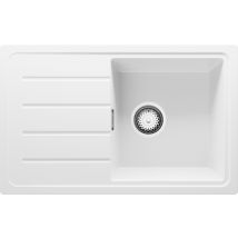 Evier Cuisine En Granit Blanc 70x44cm, Lavabo 1 Bac + Kit De Vidage, Évier À Encastrer Au Meuble 45cm - Copenhague Easy Primagran - Bricoman