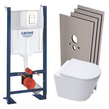Grohe Pack Wc Bâti-support Autoportant + Wc Suspendu Sans Bride Sat + Abattant Frein De Chute + Plaque Blanc + Set D'Habillage - Bricoman