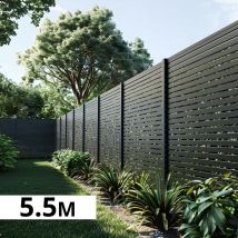 Kit Clôture Ajourée Aluminium Olinda Anthracite 5,5x1,8m - Lames Ajourées 21x45x1780 Mm - Brise Vue - Palissade - Bricoman