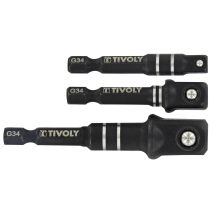 Tivoly • Lot De 3 Adaptateurs Hexa 6,35mm Impact Pour Douilles Carrées Femelle 1/2" 3/8" 1/4" - Tecnomat