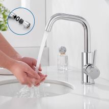 Auralum Max Mitigeur De Lavabo,robinet Lavabo Haut Pivotant À 360°, Robinet Lavabo De Lavabo Chromé,pour Salles De Bains Et Cuisines,eu Modèle -