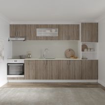 Set Cuisine Haaus Karo V30, Chêne Sonoma Foncé/blanc, Plan De Travail Thermo 28 Mm, L 320 - Bricoman