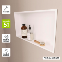 Niche De Douche 30x60cm - Rangement Mural De Salle De Bain - Blanc Satiné - Nook - Bricoman