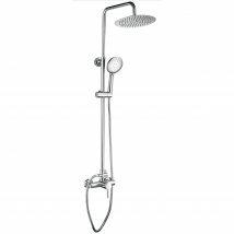 Valaz Barre De Douche Ronde Monocommande Réglable Jusqu'à 120 Cm, Chromée - Série Ebro - 30 Cm - Bricoman