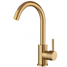 Valaz Robinet De Cuisine Monocommande Avec Bec Court Et Pivotant En Or Mat Avec Protection Pvd - Série Arkansas - Bricoman