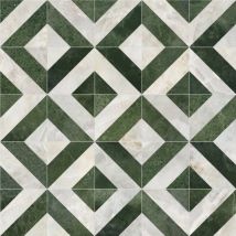Sol Vinyle - Effet Losanges Marbre Blanc Et Vert - Rouleau De 1m X 9m - Bricoman