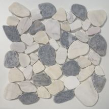 Albedo Pierre - Mosaïque En Marbre Noir & Dolomie Sciée - Bricoman