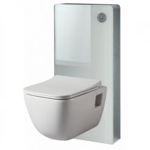 Pack Wc Suspendu Mural En Verre Blanc Et Cuvette Carénée Design Sans Bride Aqua - Bricoman