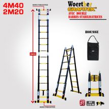 Echelle-escabeau Télescopique 4m40/2m20 Woerther Grafitek 2 Barres Stabilisatrices Avec Housse - Bricoman