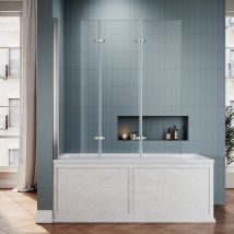 Sirhona Pare Baignoire Coulissante 3 Volets, Écrans De Baignoire Porte De Douche 130x130cm - Bricoman