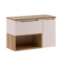 Meuble Sous-vasque 90cm Plan De Toilette Riva Cachemire Et Bois - Bricoman