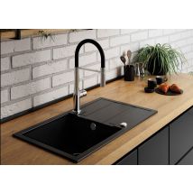 Evier De Cuisine En Granit Noir Barbados, 1 Bac Avec Égouttoir, 44x76 - Bricoman