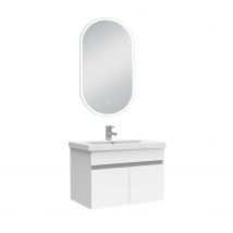 Meubles Simple Vasque 60cm Vasque + Miroir Lumineux Blanc - Bricoman