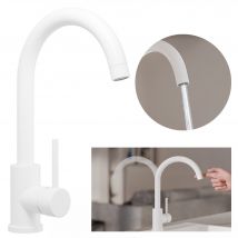 Primagran Robinet De Cuisine 5010 Blanc, Robinet Haute Pression, Robinet De L’évier Pivotant À 360° - Bricoman