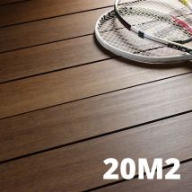 Kit Terrasse Bambou 20m² - Samba - Thermotraité - 62 Lames De Terrasse (224 X 13.9 X 1.8 Cm) - Fixation Clips Cobra Hybrid 7-22 - Garantie 25 Ans - 