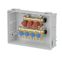 Collecteurs De Distribution D’eau Sanitaire Pré-assemblés En Coffret Avec Vannes D’arrêt Individuelles Caleffi 359 - 4f-3c - Bricoman