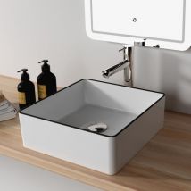 Vasque À Poser Carrée Avec Liseré Noir - 38.5x38.5cm - Cadia - Bricoman