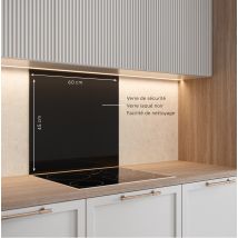 Fond De Hotte Verre Emaille Noir Trempe 45x60, 6 Mm - 4 Kg - Fabrication Française Aurys Normandie - Bricoman